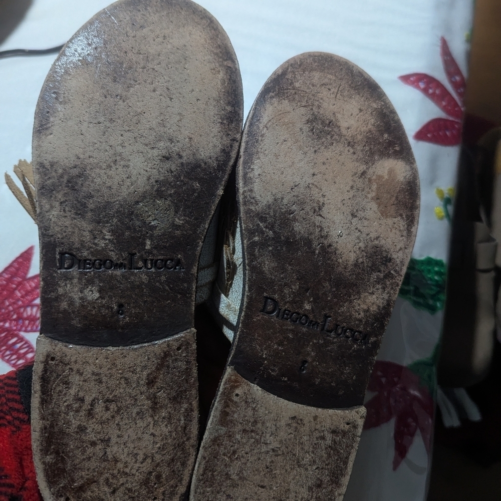 Diego De LuccaWomen's Fringe Mules - Cream and Brown - Picture 6 of 6